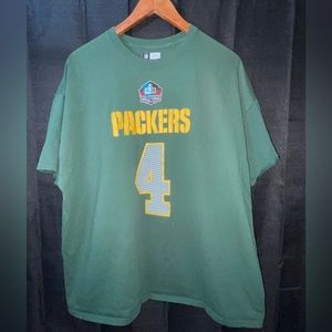 Brett Favre 4 Greenbay Packers NFL Team Apparel Hall Of Fame Tee T Shirt 2XL XXL